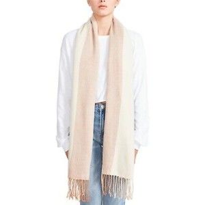 Steve Madden NWT Tri Color Fringe Raw Scarf Colorblock Neutrals One Size New